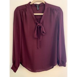Plum Forever 21 Sheer Long Sleeve Size Small